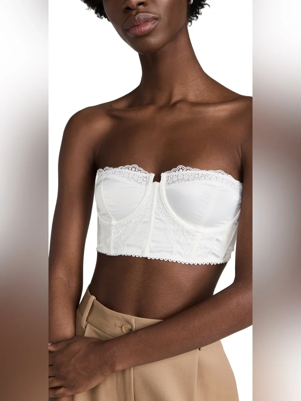 Free People Intimately Lots of Love Strapless Corset Top in Satin White, Medium